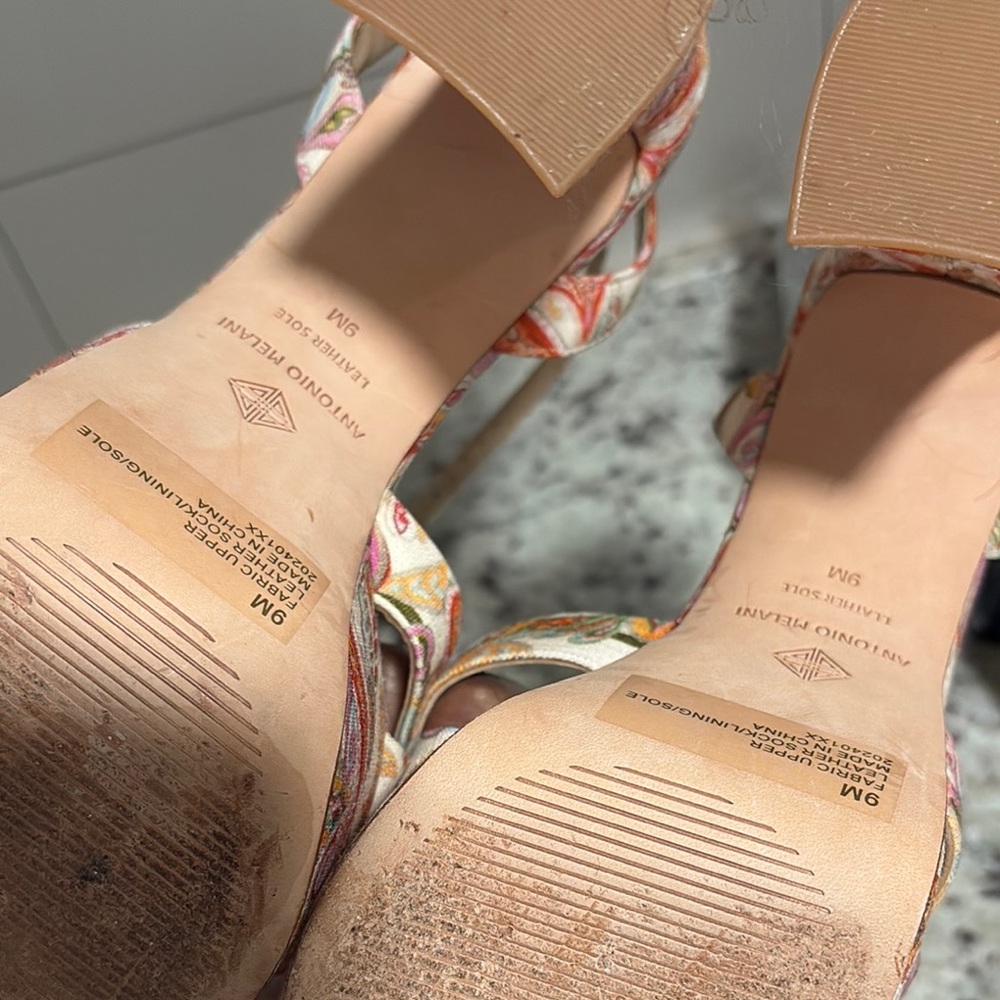 ANTONIO MELANI Pink and Orange Floral Platform Heels - Picture 6 of 8